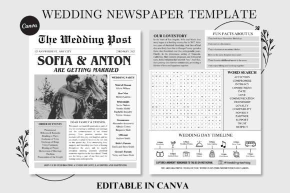 A Modern Twist on Tradition: Wedding Newspaper Program Newlywed News