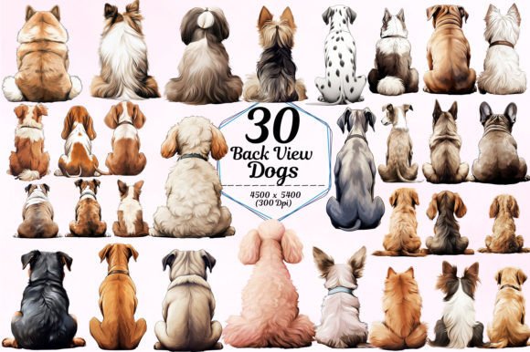 Back View Dogs Sublimation Set: Creative Asset Bundle