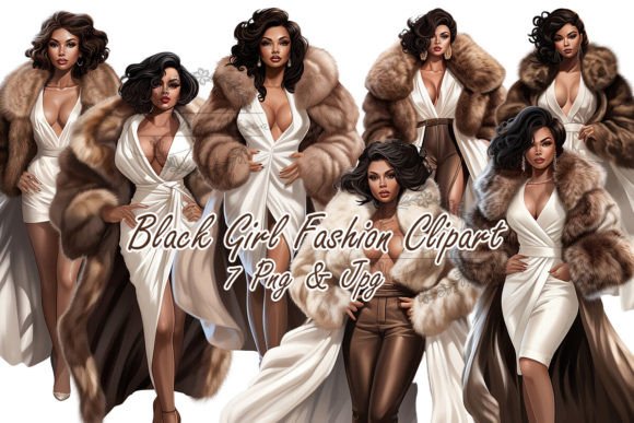 Black Girl Fashion Clipart: Vibrant PNG & JPG Art