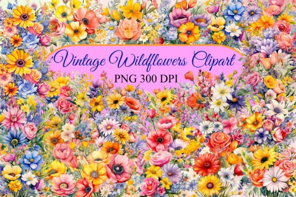 Colorful Vintage Wildflowers Watercolor Clipart: A Designer's Toolkit