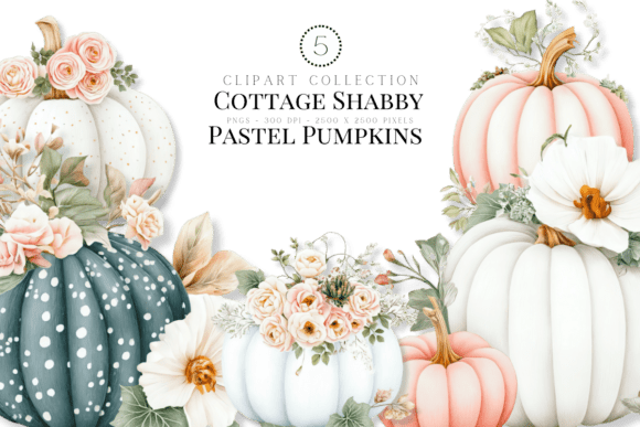 Cottage Shabby Pastel Pumpkins: A Soft Touch for Autumn Designs