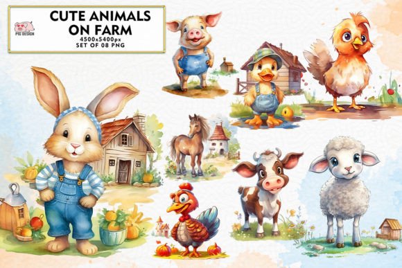Cute Animals on Farm Sublimation Clipart: A Designer's Friend
