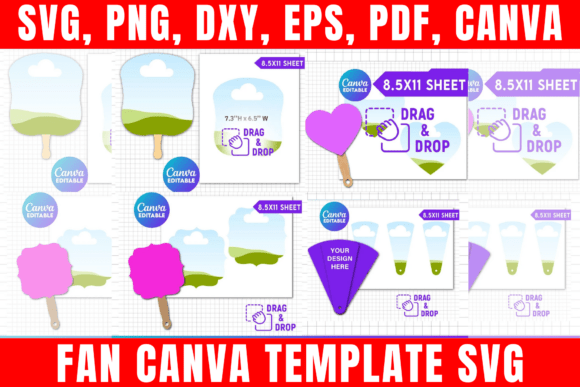 Elegant Fan Template Svg for Wedding Program Fan Design