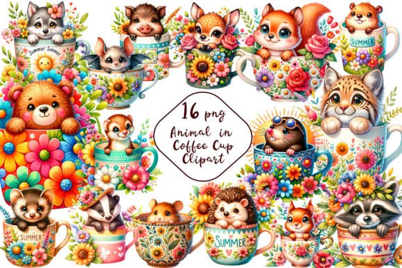 Enchanting Forest Animals for in Coffee Cup Clipart: A Designer's Delight