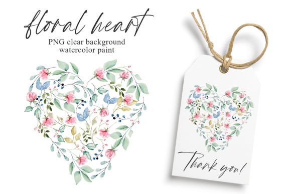 Floral Heart, Watercolor Flowers, PNG: Your Versatile Design Asset