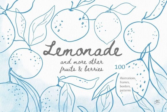 Fruit & Berry Line Art Cliparts: Fresh Design Assets