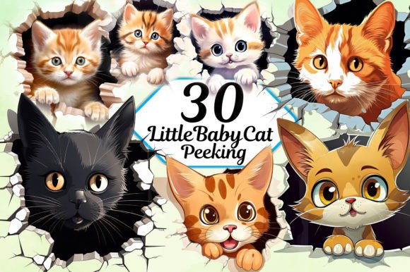 Little Baby Cat Peeking Clipart PNG: Adorable Design Assets