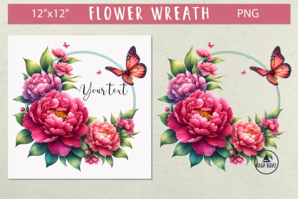 Peony Wreath PNG: A Watercolor Frame for Elegant Design